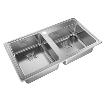 Pileta De Cocina Doble Acero 304 Johnson 85.5X48.2X17.5 Q085A