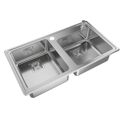 Pileta De Cocina Doble Acero 304 Johnson Quadra 85.5X48.2X17,5 Q085A/DD