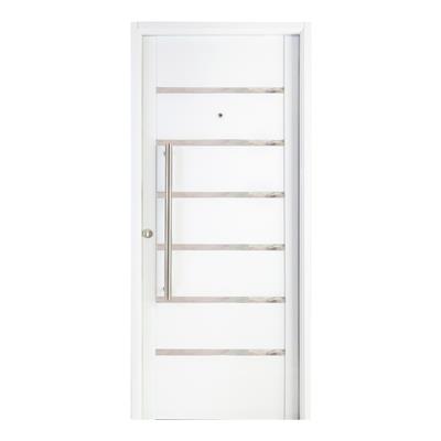 Puerta Ciega Nexo Deluxe 7 Tableros Con Detalles En Acero Inoxidable Derecha 85 D780
