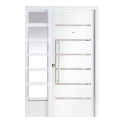 Puerta de 7 Tableros con 1 Lateral Nexo Deluxe con Detalles en Acero Mano Derecha 120 D786