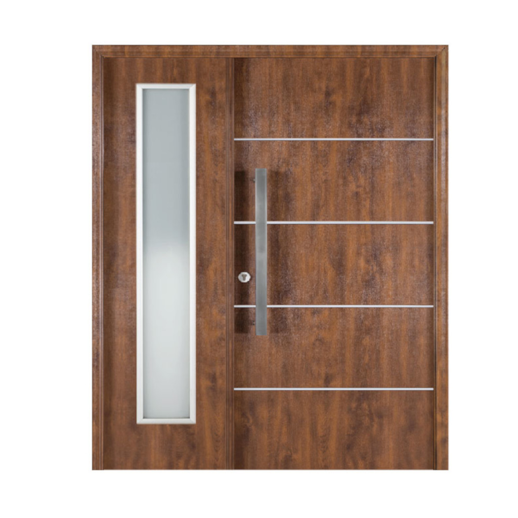 Puerta Residencial Con Un Lateral Vidriado Oblak Eterna M1183 Cedro Mch 80 Derecha
