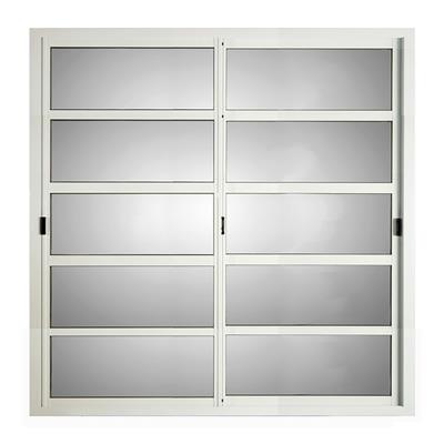 Ventana Corrediza Aluminio Nexo Moderna Blanco Vidrio Repartido Horiz 200X200 V3087