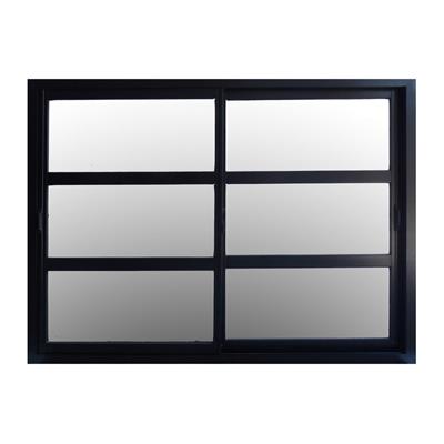 Ventana Corrediza Aluminio Nexo Moderna Negro Vidrio Repartido Horiz 150X110 W3065