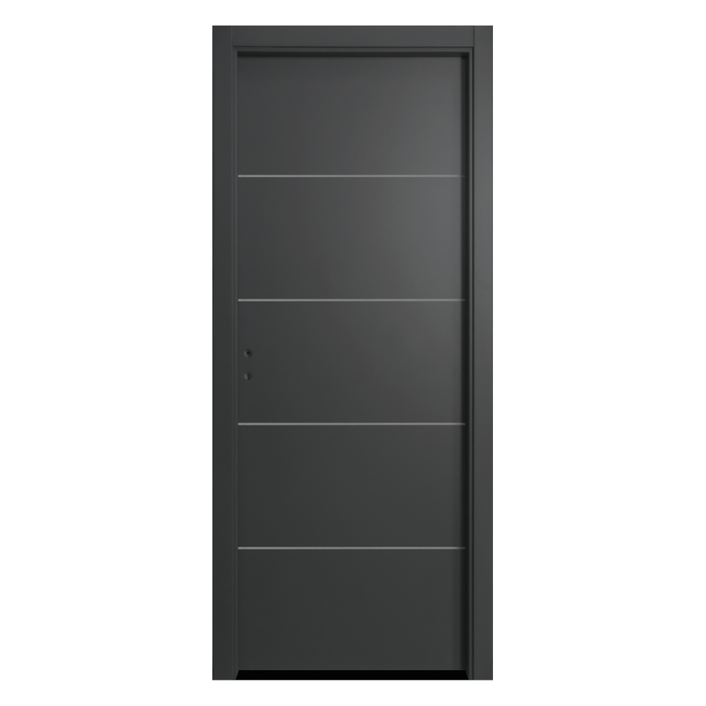 Puerta Placa Oblak Teks (H) Sc 2,20 Grafito Marco de Madera 80x20 Derecha