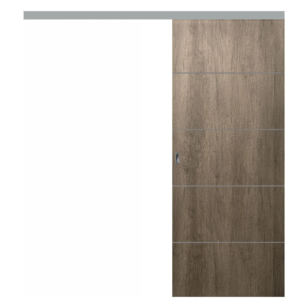 Puerta Corredera Externa Oblak Teks (H) Sc 2,20 Nogal X 90 C/Kit Herr.
