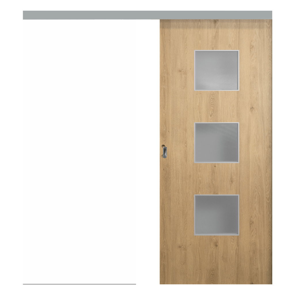 Puerta Corredera Externa Oblak Teks (Q) Sc Roble Nat 90 C/Kit Herr.