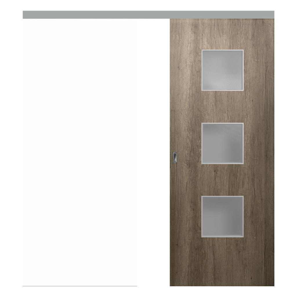 Puerta Corredera Externa Oblak Teks (Q) Sc 2,20 Nogal X 80 C/Kit Herr.