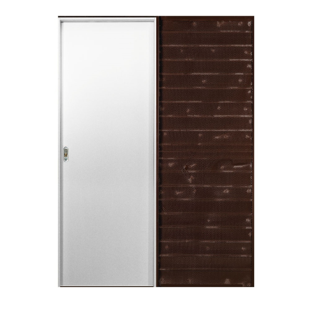 Puerta Embutir Oblak Teks (L) Blanco Marco de Madera Combinado 70x10