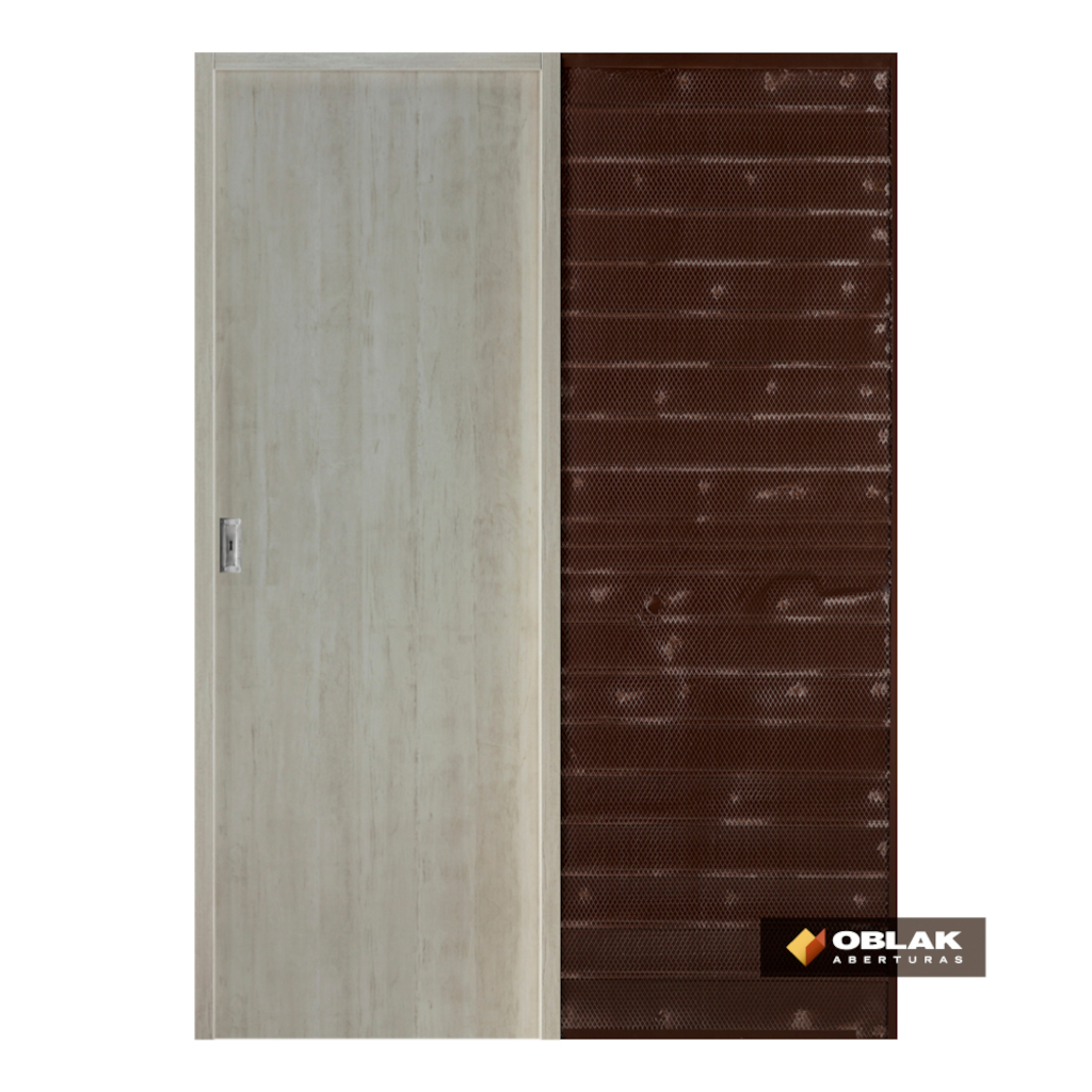 Puerta Embutir Oblak Teks (L) Nevada Marco de Madera Combinado 80x10