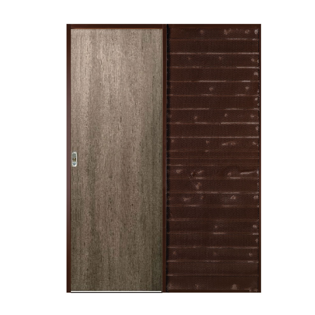 Puerta Embutir Oblak Teks (L) Nogal Marco de Chapa 60x15