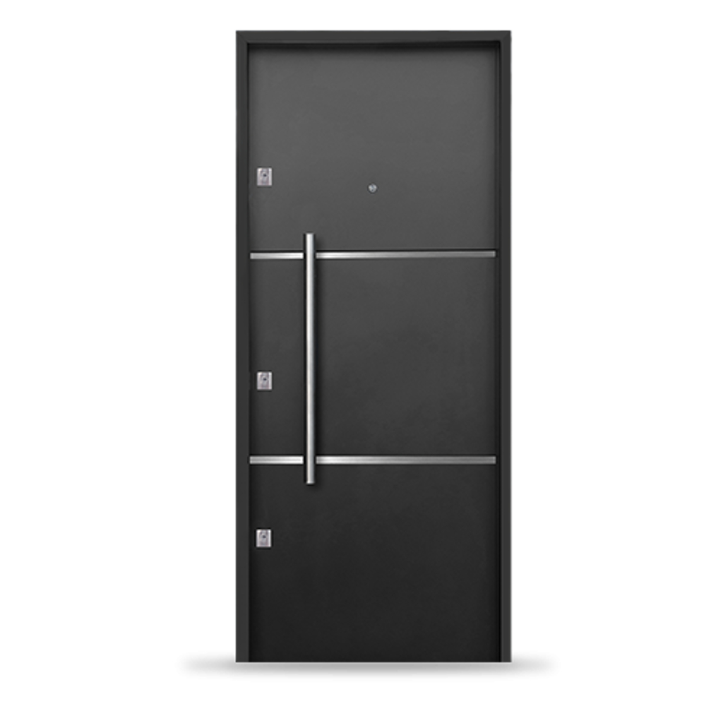 Puerta Simple De Abrir Derecha Barmetal Platí Acero Negro Pintfinal 80 2230PFN