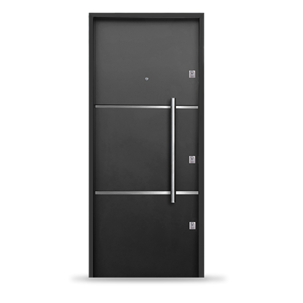 Puerta Simple De Abrir Izquierda Barmetal Platí Acero Negro Pintfinal 80 2230PFN