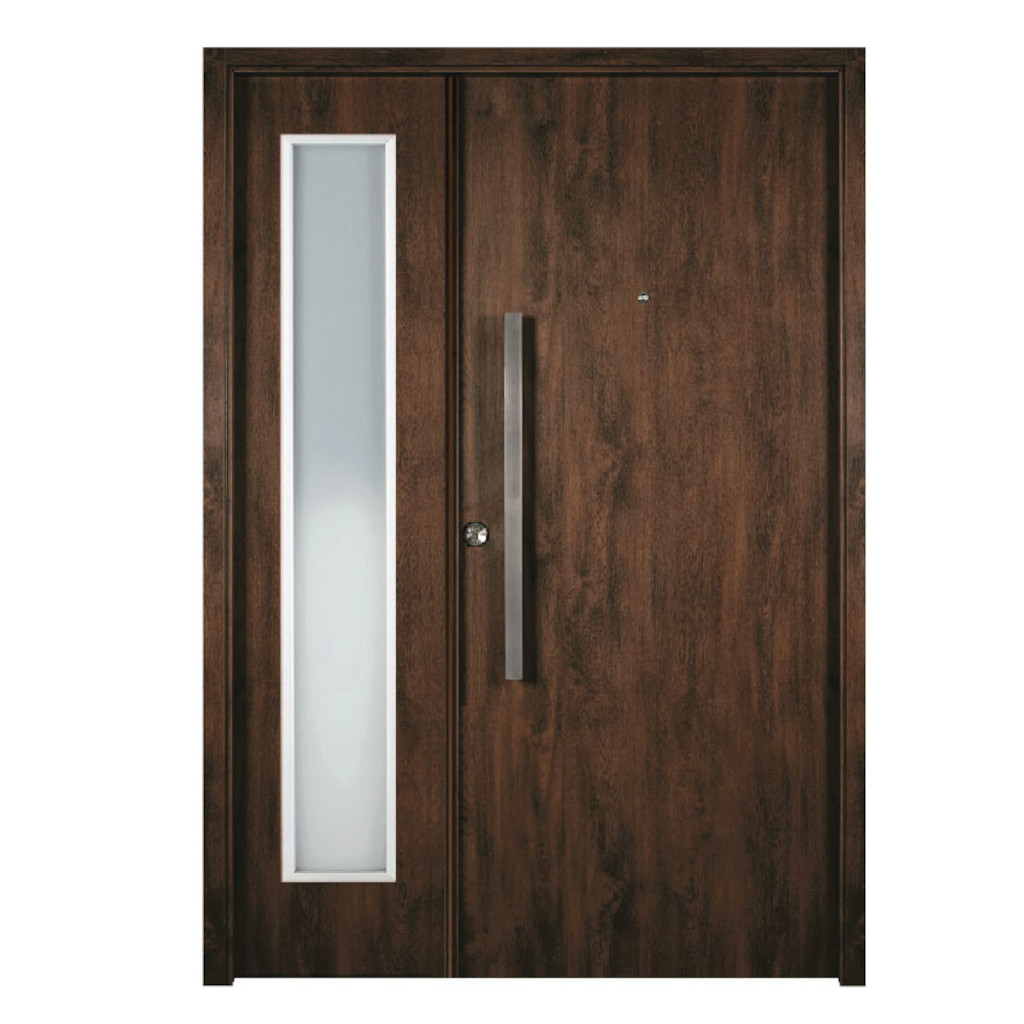 Puerta Residencial Con Un Lateral Vidriado Oblak Innova M1900C Cedro 90 Derecha