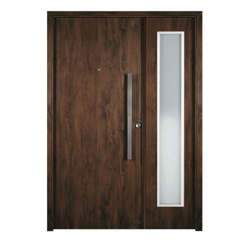 Puerta Residencial Con Un Lateral Vidriado Oblak Innova M1900C Cedro 90 Izquierda