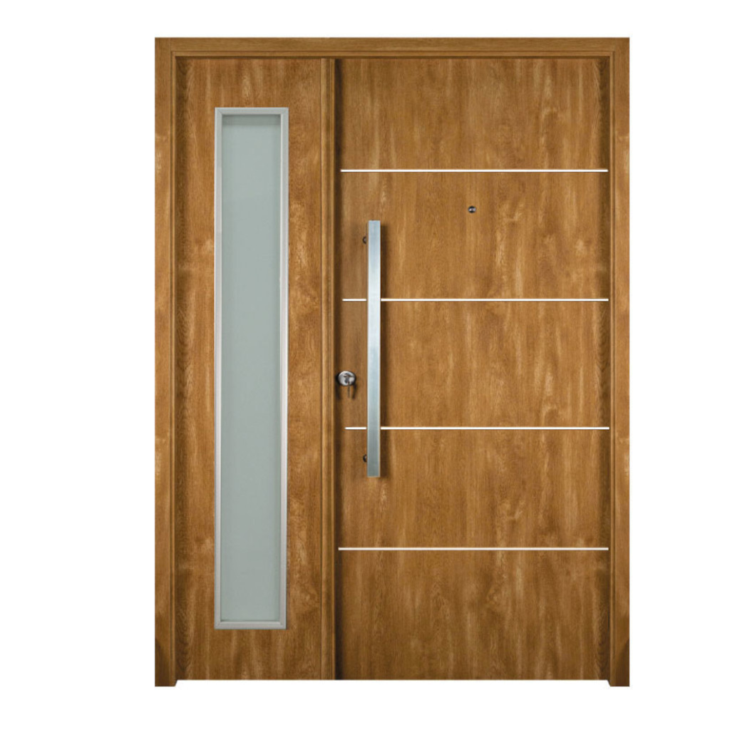 Puerta Residencial Con Un Lateral Vidriado Oblak Innova M1983R Roble 80 Derecha