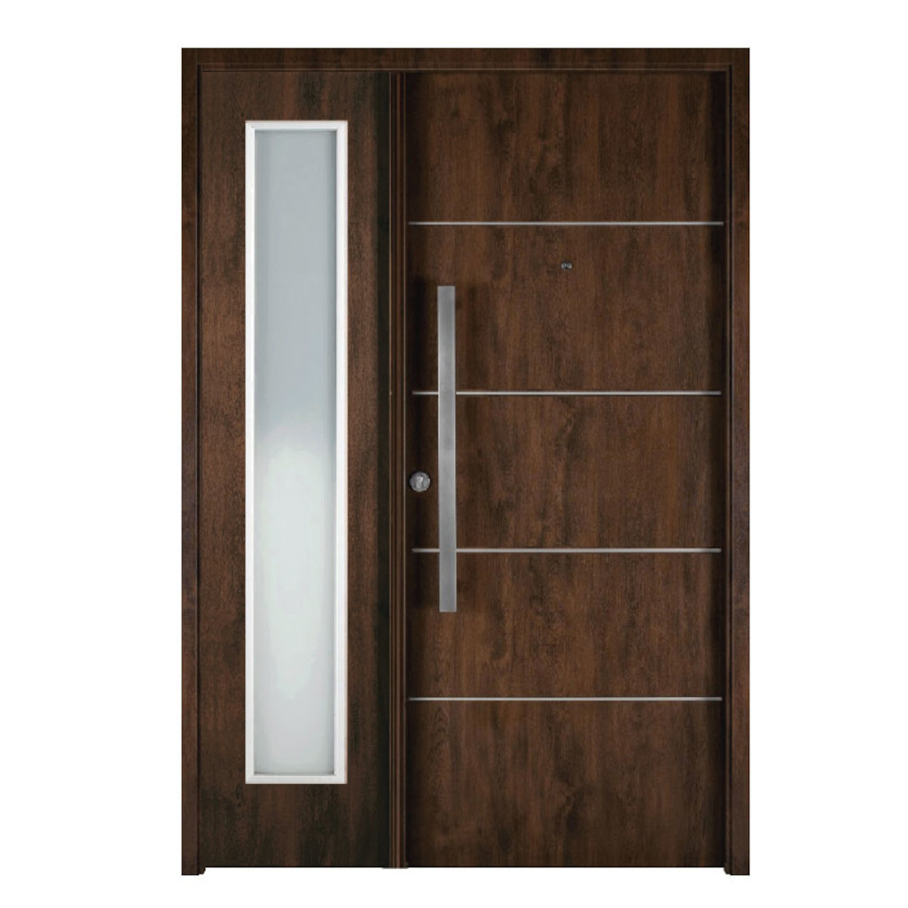 Puerta Residencial Con Un Lateral Vidriado Oblak Innova M1983C Cedro 80 Derecha