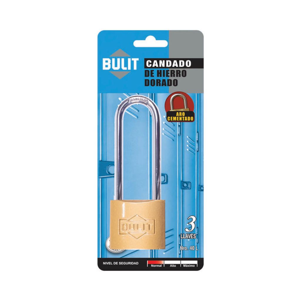 Candado Hierro Dorado Bulit 40Mm Largo CDB H 40 D L