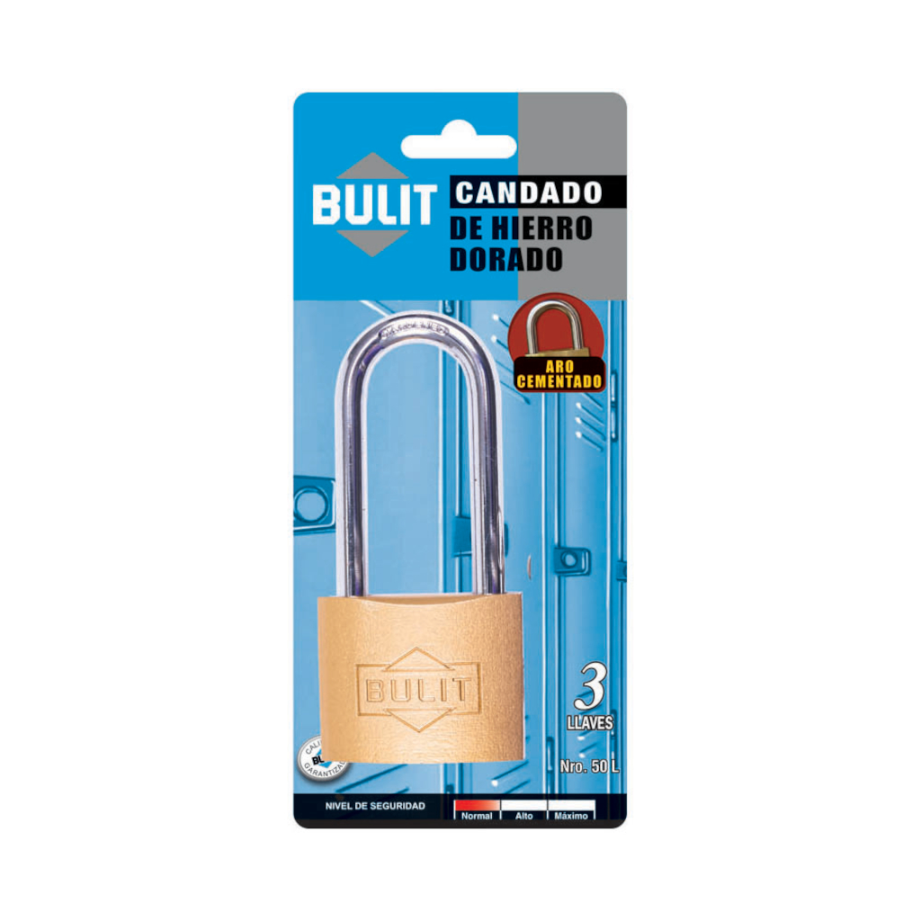 Candado Hierro Dorado Bulit 50Mm Largo CDB H 50 D L
