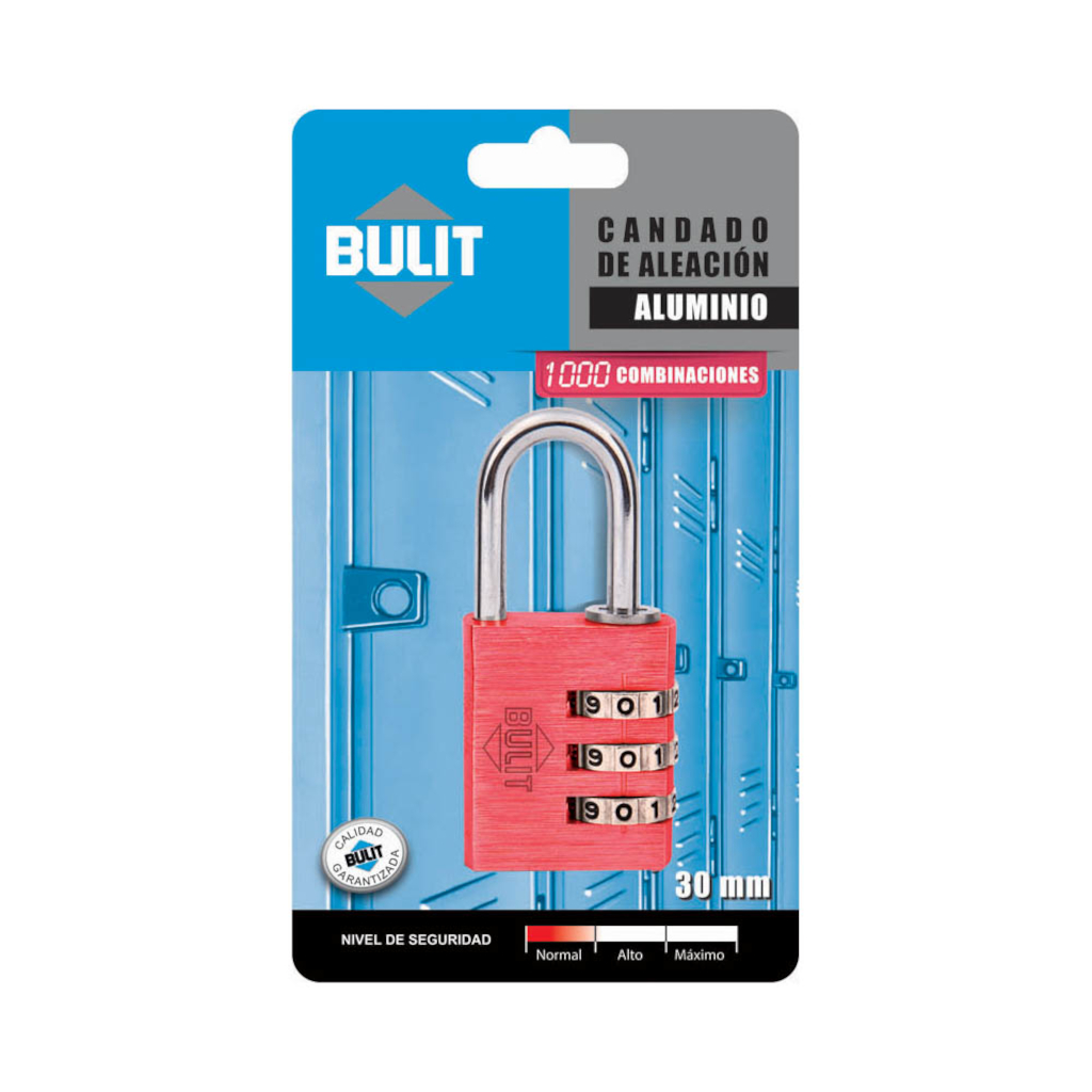 Candado Aluminio Bulit 30Mm Combinacion Rojo CDB C3 30 AR