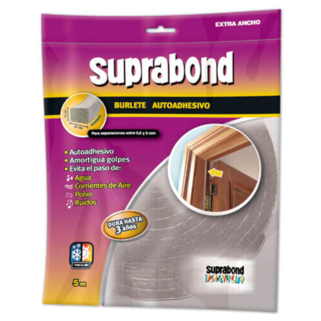 Burlete Goma Espuma Suprabond Extra Ancho 5X20X10Mm Gris SLT EA