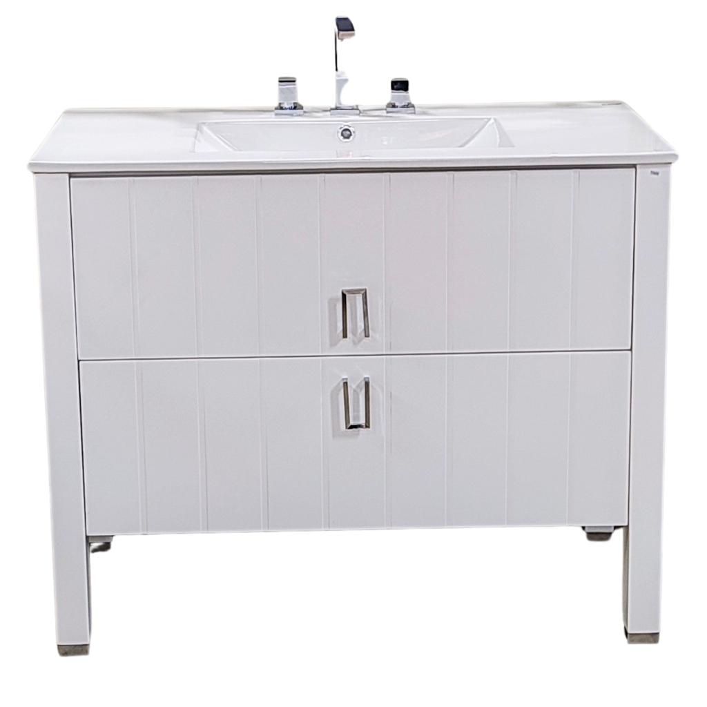 Conjunto Mueble Blanco con Mesada de Porcelana Campi Deck 3 Agujeros 100 cm