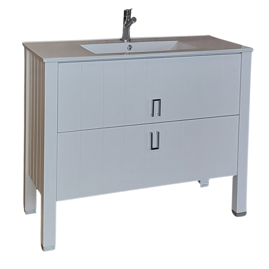 Conjunto Mueble Blanco con Mesada de Porcelana Campi Deck 1 Agujero 100 cm