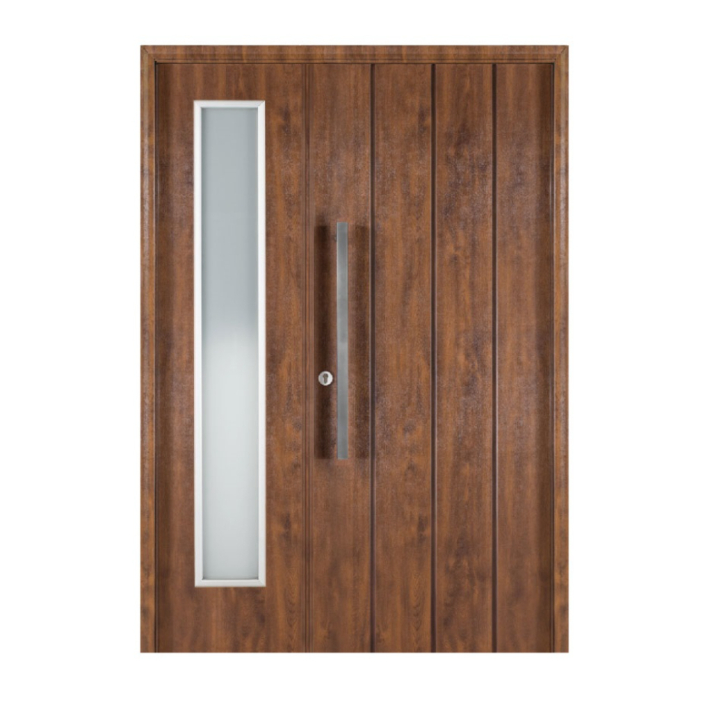 Puerta Residencial Con Un Lateral Vidriado Oblak Eterna M1115 Cedro Mch 80 Derecha