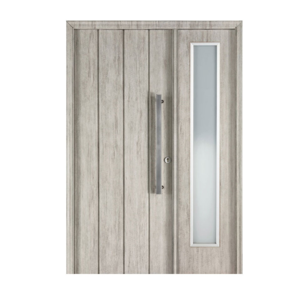 Puerta Residencial Con Un Lateral Vidriado Oblak Eterna M1115 Nevada Mch 80 Izquierda