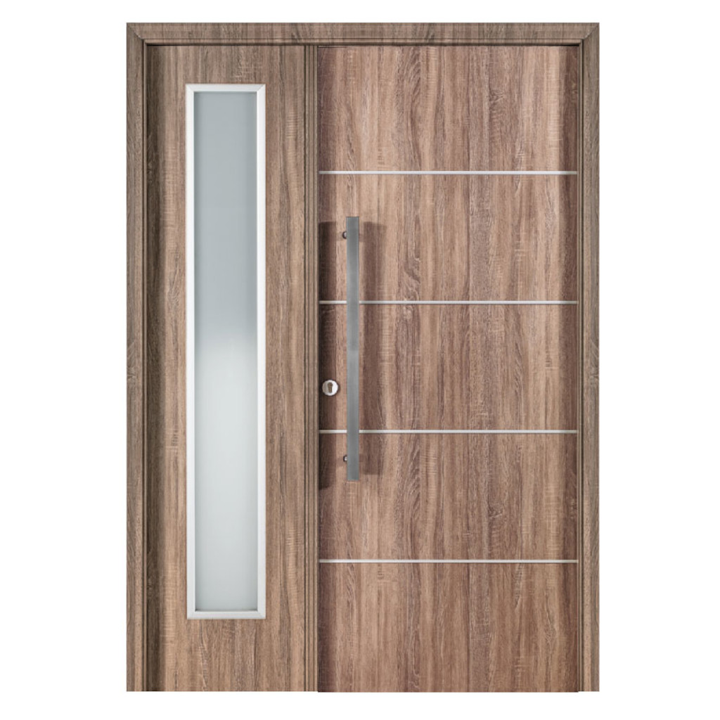 Puerta Residencial Con Un Lateral Vidriado Oblak Eterna M1183 Nogal Mch 80 Derecha