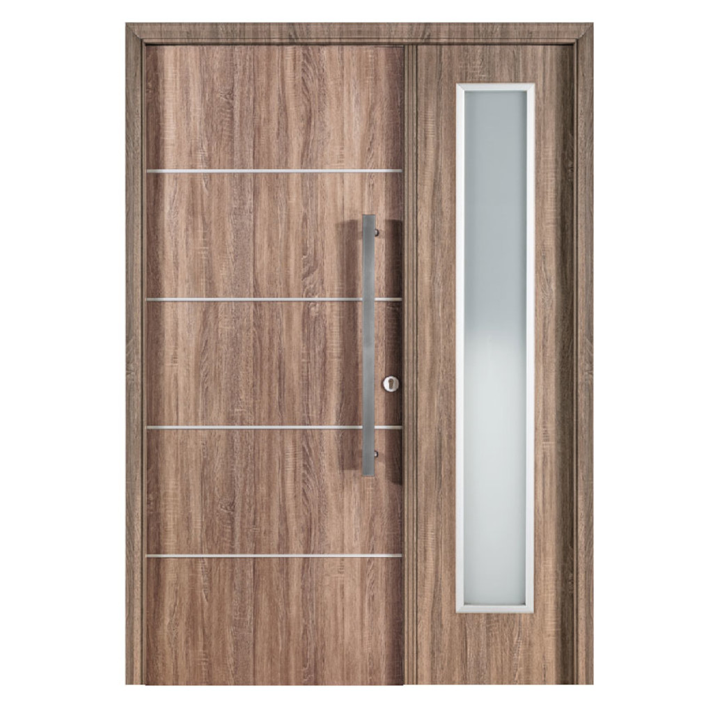 Puerta Residencial Con Un Lateral Vidriado Oblak Eterna M1183 Nogal Mch 80 Izquierda