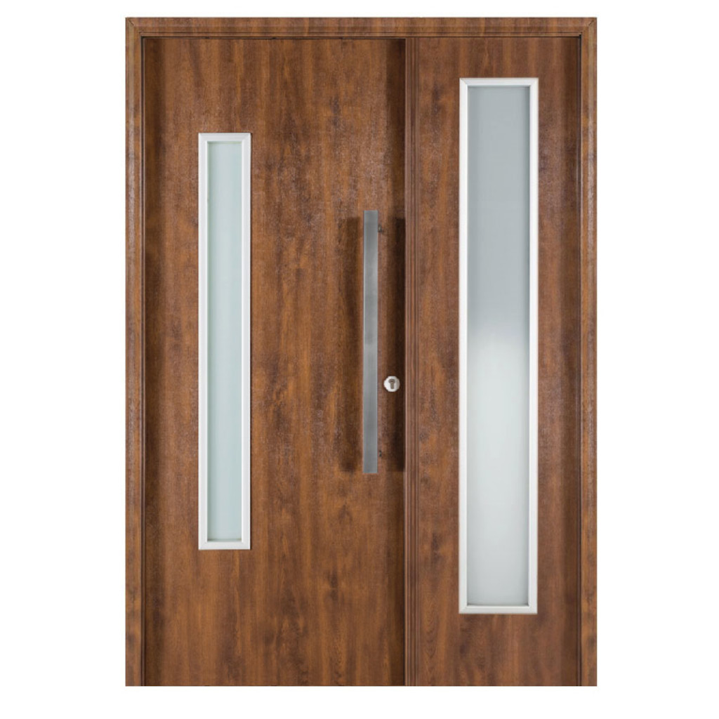 Puerta Residencial Con Un Lateral Vidriado Oblak Eterna M1188 Cedro Mch 80 Iquierda