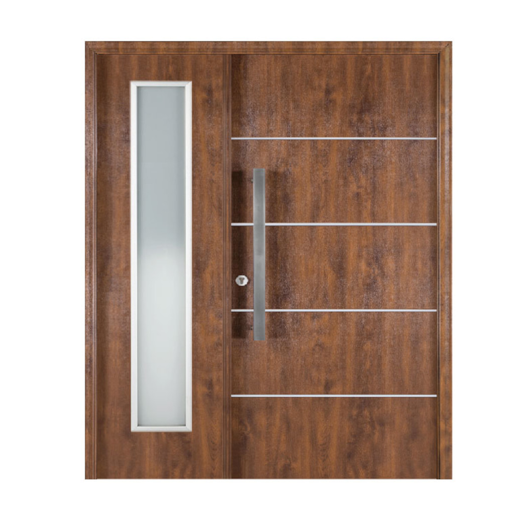 Puerta Residencial Con Un Lateral Vidriado Oblak Eterna M1183 Cedro Mch 90 Derecha