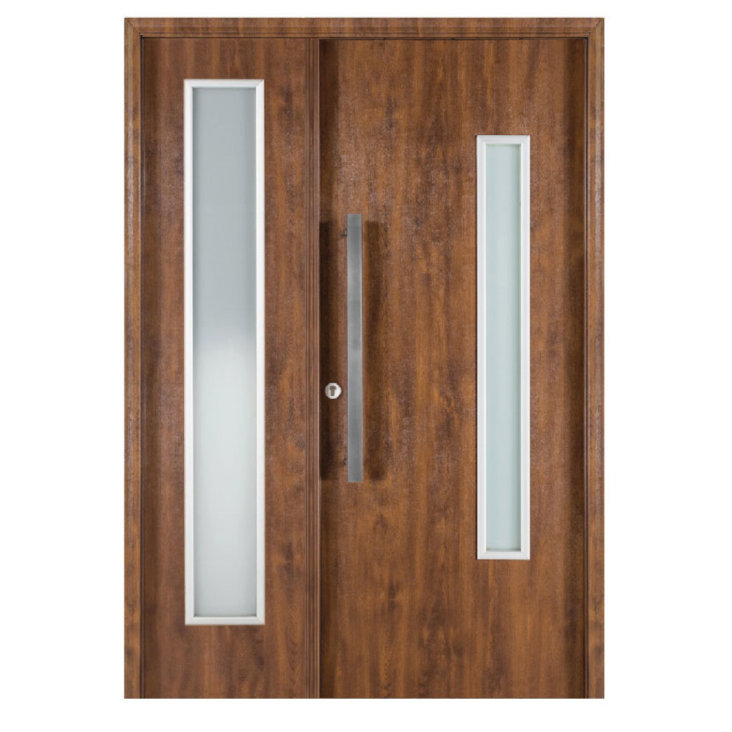 Puerta Residencial Con Un Lateral Vidriado Oblak Eterna M1188 Cedro Mch 90 Derecha