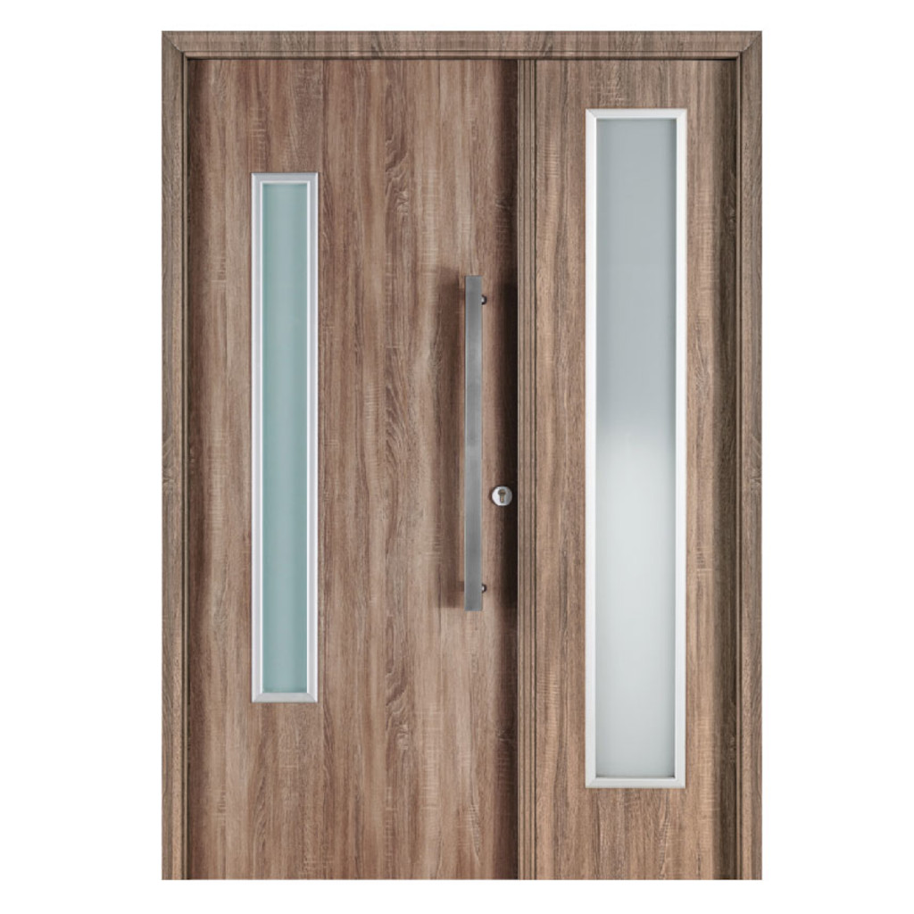 Puerta Residencial Con Un Lateral Vidriado Oblak Eterna M1188 Nogal Mch 90 Iquierda