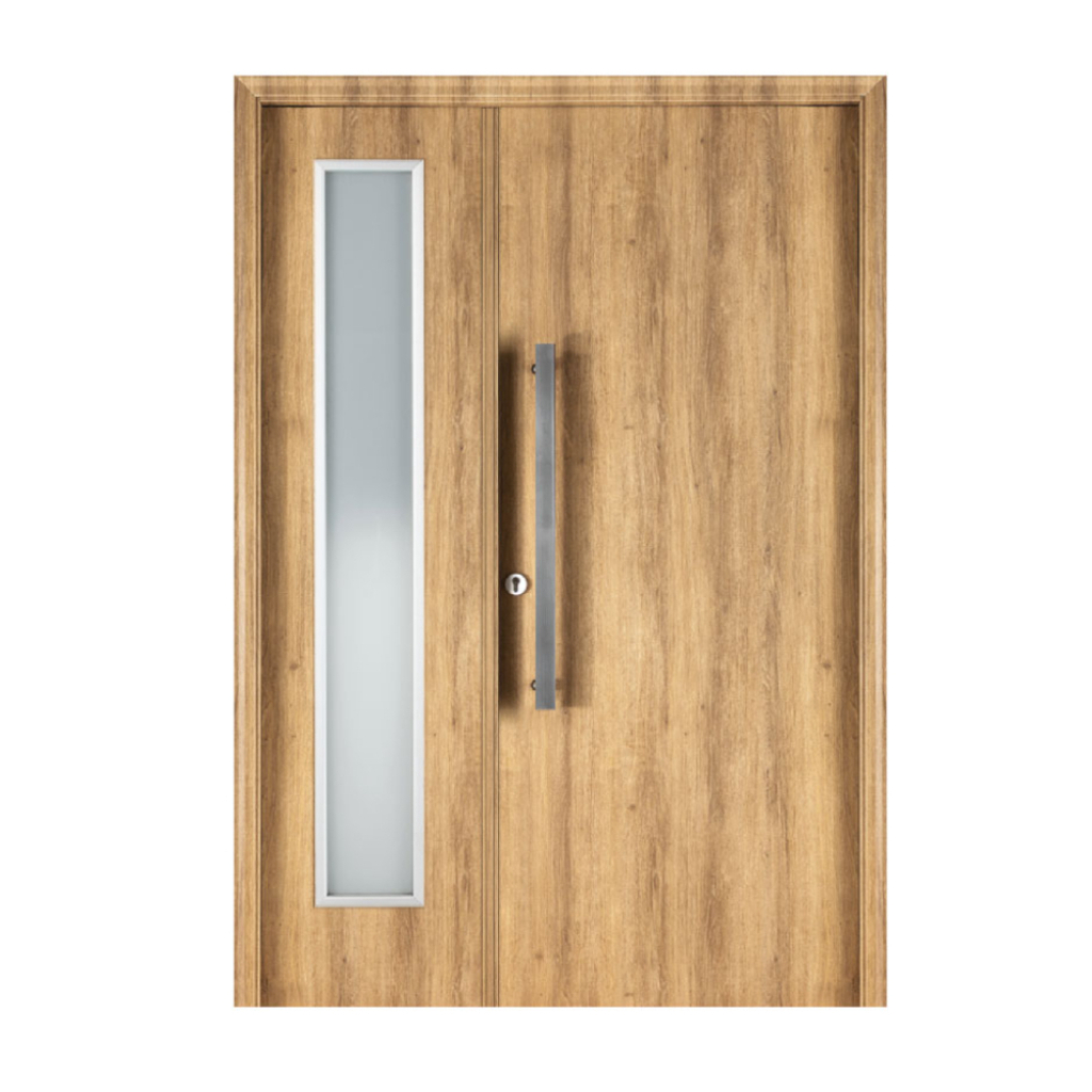 Puerta Residencial Con Un Lateral Vidriado Oblak Eterna M1100 Roble Natural Mch 80 Derecha