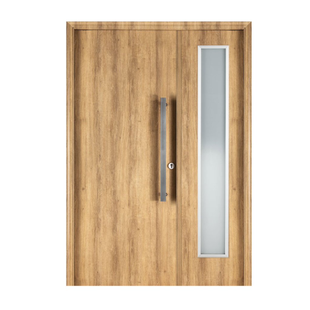 Puerta Residencial Con Un Lateral Vidriado Oblak Eterna M1100 Roble Natural Mch 80 Izquierda