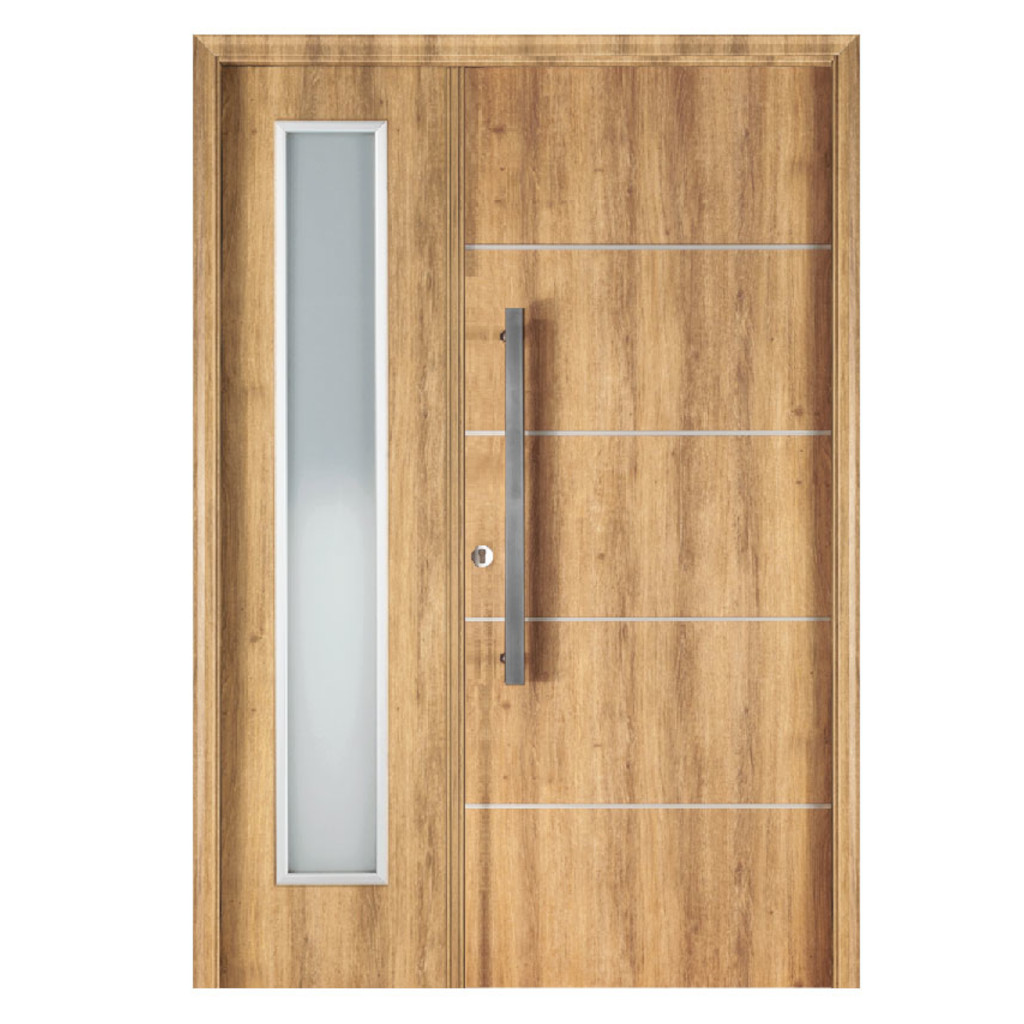 Puerta Residencial Con Un Lateral Vidriado Oblak Eterna M1183 Roble Natural Mch 80 Derecha