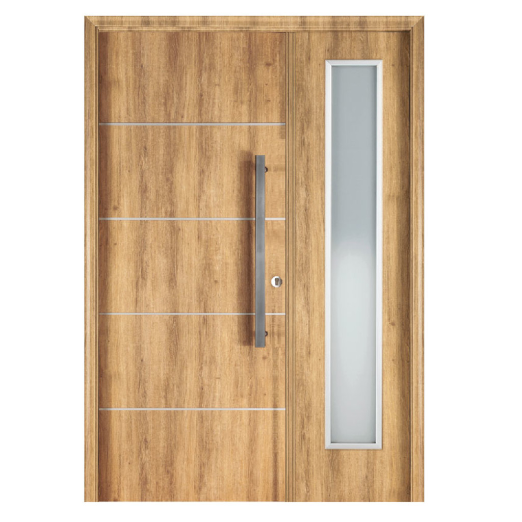 Puerta Residencial Con Un Lateral Vidriado Oblak Eterna M1183 Roble Natural Mch 80 Izquierda