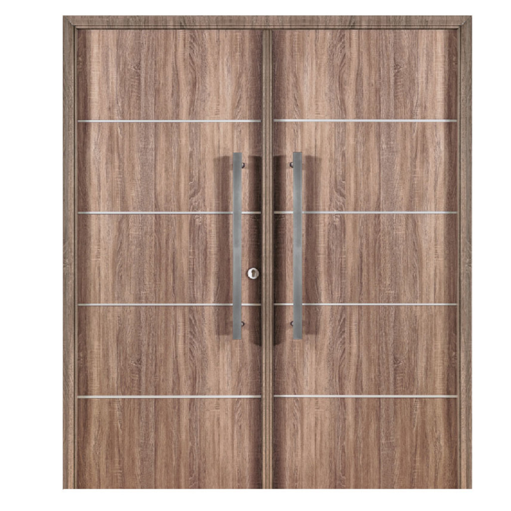 Puerta Doble Oblak Eterna M1183 Abrir 2H Nogal 80 Marco de Chapa Izquierda