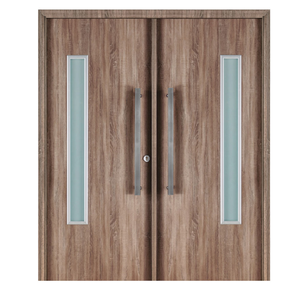 Puerta Doble Oblak Eterna M1188 Abrir 2H Nogal 80 Marco de Chapa Izquierda