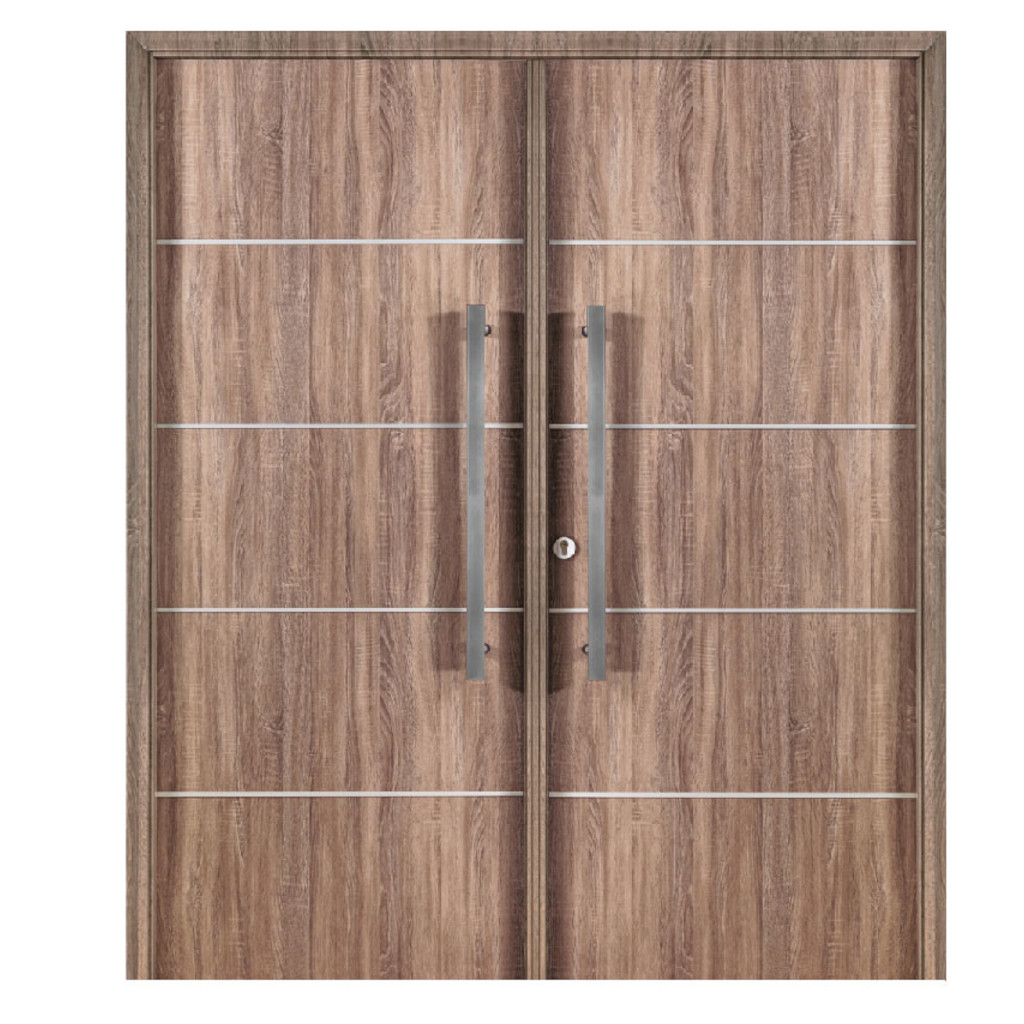 Puerta Doble Oblak Eterna M1183 Abrir 2H 2,20 Nogal 80 Marco de Chapa Derecha