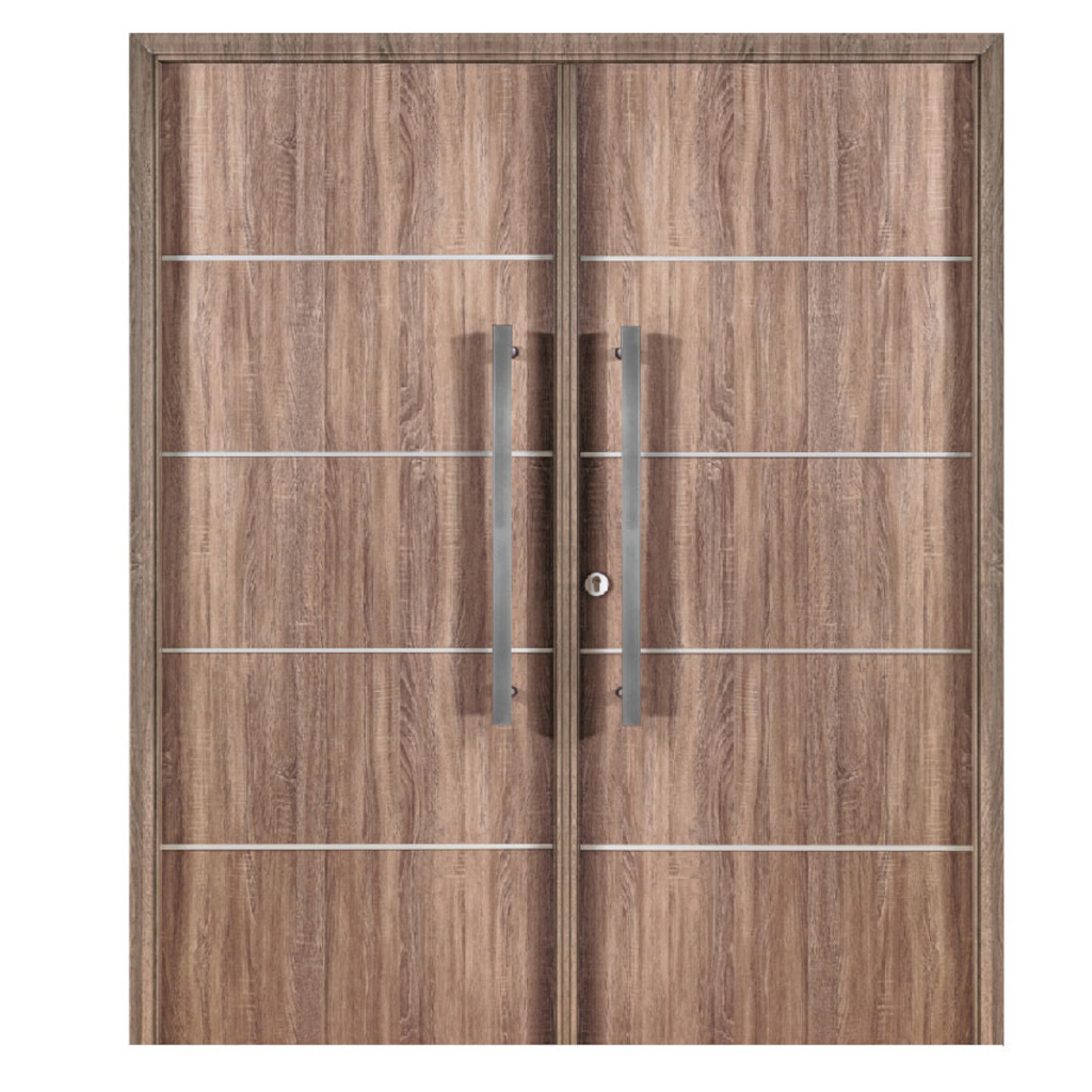 Puerta Doble Oblak Eterna M1183 Abrir 2H 2,20 Nogal 80 Marco de Chapa Izquierda