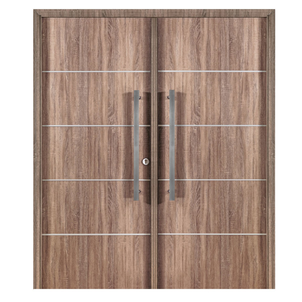Puerta Doble Oblak Eterna M1183 Abrir 2H 2,20 Nogal 90 Marco de Chapa Izquierda